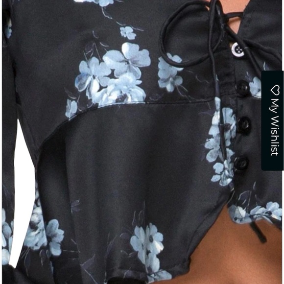 Motel Rocks Vinequa Top In Satin Mono Flower Black - Picture 7 of 14